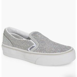 Vans silver glitter slip on sneakers